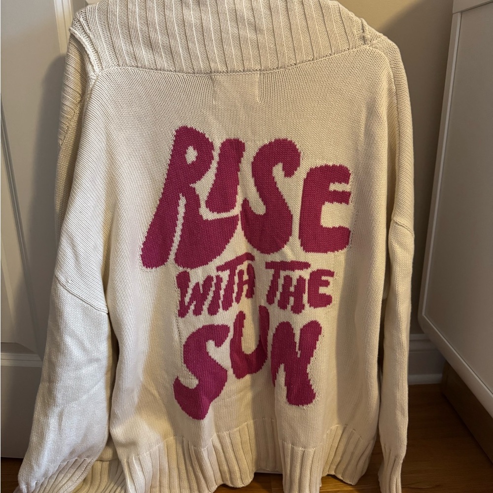 Electric & Rose Cream Cardigan with Pink Graphic